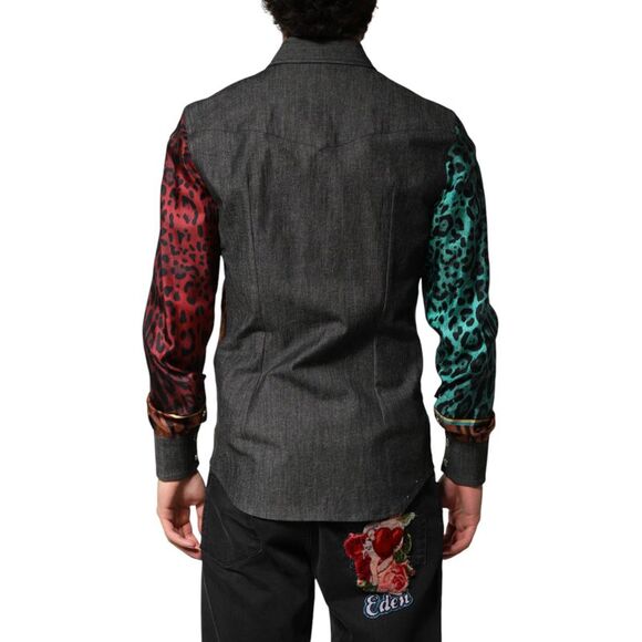 Dolce & Gabbana Multicolor Tiger Leopard Print Silk Men Men's Shirt